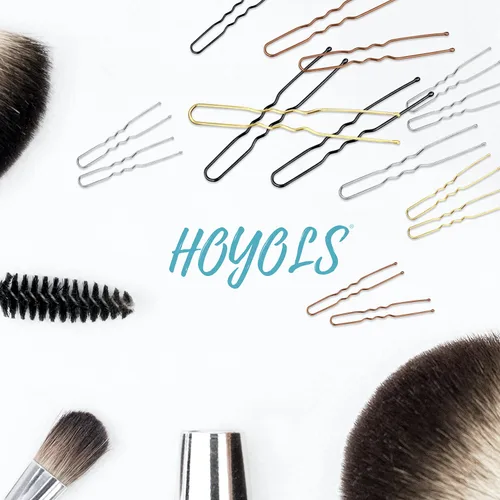 Vista 4 de Hoyols Pinzas en forma de U, pinzas de metal curvadas y onduladas para moño, horquilla para mujeres y niñas, peinados, cabello grueso y fino, 100