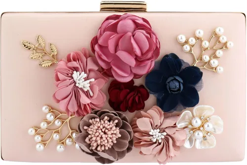 Vista 2 de Bolso de noche floral para mujer, bolso de mano de noche de flores, elegante bolso de banquete para mujer, fiesta, boda, banquete