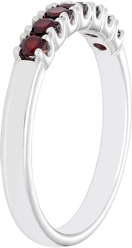 Vista 3 de Boston Bay Diamonds Sterling Silver 6 Birthstone Eternity Fashion Band 01 de enero - Granate genuino