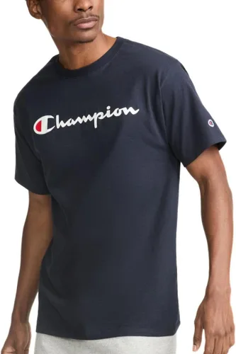Vista 7 de Champion Men's Classic Script Graphic Short Sleeve T-Shirt, Standard Fit, Tonal Logo, Available in Regular and Big & Tall Negro