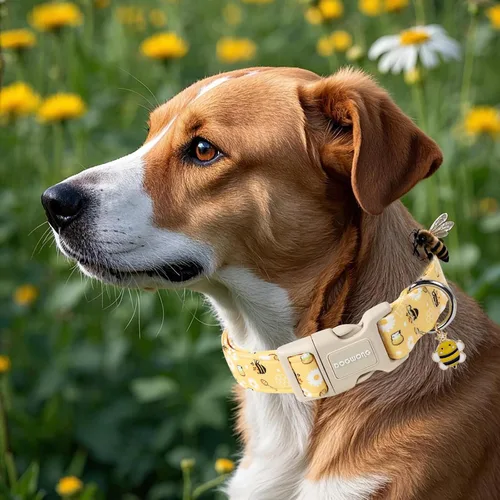 Vista 4 de DOGWONG Collar de Abeja Amarilla para Perros - Lindos Collares de Perros Ajustables de Diseño Primaveral Collar Amarillo para Cachorros para Perros