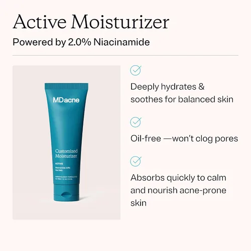 Vista 4 de MDacne Hidratante facial con niacinamida 2% – Crema hidratante y calmante diaria sin aceite para pieles sensibles y propensas al acné – 1 oz