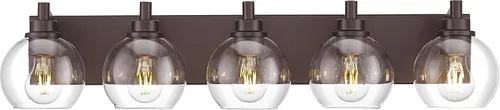 Vista 48 de Accesorios de iluminación de baño, luz de tocador mate negra de 2 luces, apliques de pared modernos con pantalla de globo de vidrio transparente