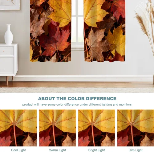 Vista 468 de Shrahala Orange Autumn Autumn Blackout Curtain Tiers, Fall Kitchen Valance Light Blocking Tier Drapes with Rod Pocket, 2 Pack 26 X 24 in
