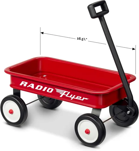 Vista 2 de Radio Flyer Mini vagón rojo clásico para niños, carro de juguete de 16.5