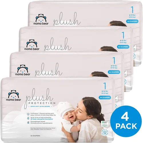 Vista 8 de Marca Amazon – Mama Bear - Pañales de protección de felpa, talla 1, suministro para un mes, pañales desechables para bebé, hipoalergénicos de alta