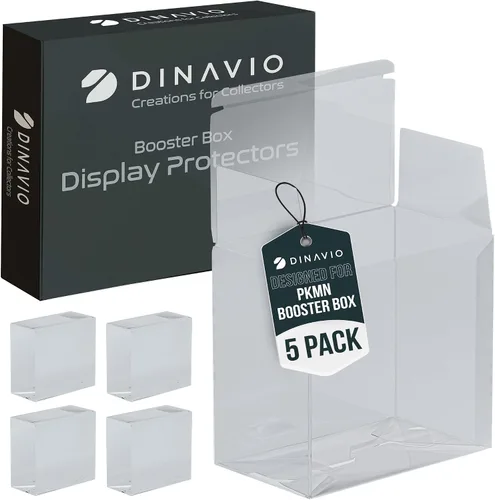 Vista 2 de Dinavio Crafthouse Paquete de 5 protectores de plástico PKMN Booster Box - Protectores de exhibición de cajas de refuerzo compatibles con cajas