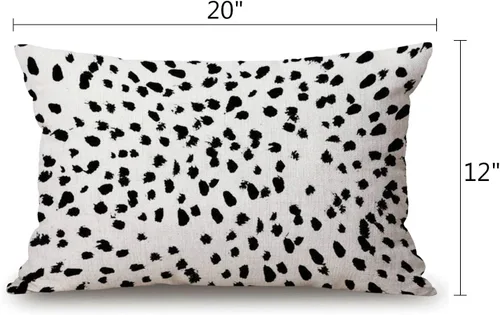 Vista 2 de Solekla Fundas de almohada con puntos dálmatas de 12 x 20 pulgadas, funda de almohada lumbar decorativa para el hogar, funda de cojín de lino