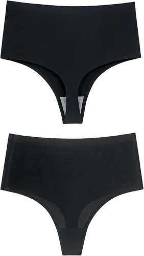 Vista 5 de pnytoo Women's High Waisted G-String Thongs Panties Breathable Seamless No Show Underwear
