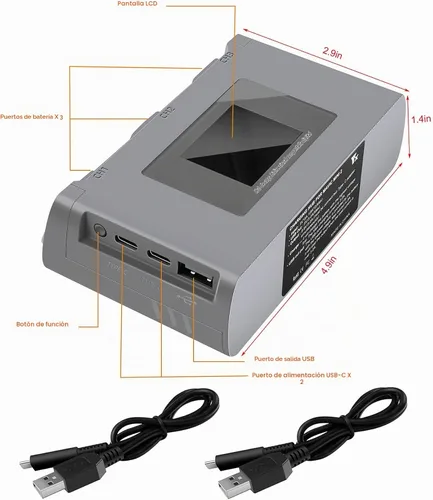Vista 6 de Hub de cargador de batería bidireccional LCD para DJI Mini 4K,2,2 SE Drone,Carga de tres baterías en secuencia Accesorios de carga