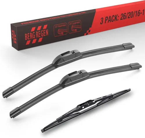 Vista 96 de BERG REGEN Escobillas limpiaparabrisas de 15"+15" con escobilla trasera de 13" - Juego de repuesto automotriz para Jeep Wrangler JK 2008 2009 2010