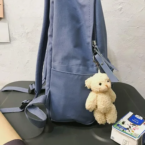 Vista 2 de CYee Cutecore - Mochila estética con colgante de oso, mochila para libros de preparación, suministros escolares, mochila de regreso a clases, Azul