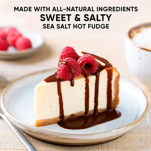 Vista 3 de Salsa de Chocolate con Ganache Caliente de Sal Marina de King's Cupboard - La Salsa de Ganache Caliente Perfecta para Cubrir Helado y Postres, Riego