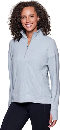 Vista 3 de RBX Active 12 Zip Pullover Para Mujer Suave Ligero Cremallera Cuello Mock Top Running Top