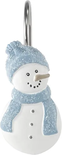 Vista 6 de Avanti Linens Cortina con juego de 12 ganchos a juego, decoración de baño y vacaciones (Frosty Friends), juego de ducha de 13 piezas