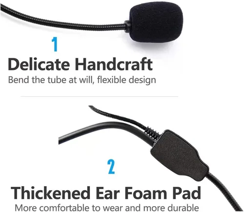 Vista 5 de VOVIGGOL 2 piezas de micrófono auricular con micrófono, cable flexible para amplificador de voz, auricular con conector jack de 3.5mm para cantar