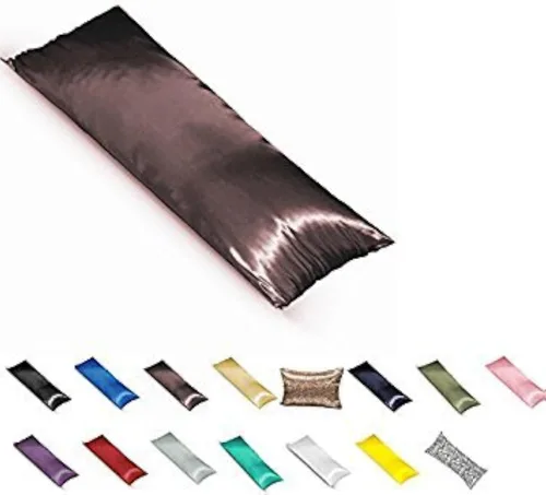 Vista 6 de TAOSON - Funda de almohada corporal de satén sedoso y suave, funda de almohada, protector de almohada, funda de cojín con cremalleras