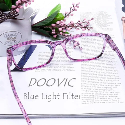Vista 7 de DOOViC 4 Pack Computer Reading Glasses for Women Blue Light Blocking Spring Hinge Stylish Readers for Women