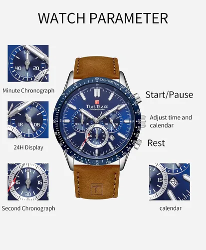 Vista 4 de Mens Watches Analog Waterproof Watches for Men Chronograph Classical Fashion Dress Mens Wrist Watch Relojes para Hombres Christmas Gift for Men