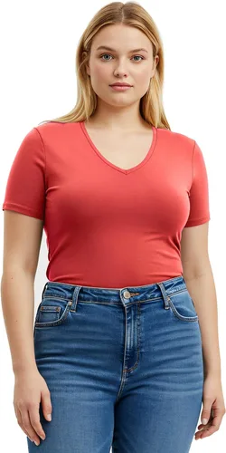 Vista 4 de Emmalise Camiseta de manga corta para mujer, cuello en V, tallas junior y plus
