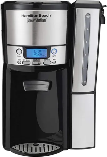 Vista 9 de Hamilton Beach BrewStation (47950) - Cafetera para 12 tazas, máquina de café programable Negro y plateado