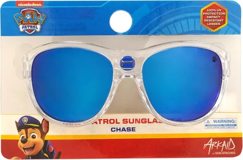 Vista 6 de Sun-Staches Arkaid - Gafas de sol oficiales de Paw Patrol para niños, envoltura deportiva blanca y azul Chase UV 400 Talla única para la mayoría