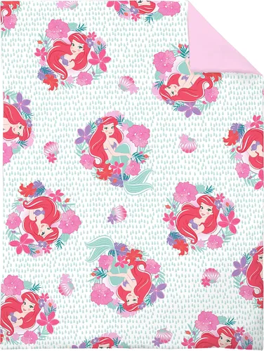 Vista 2 de Disney Ariel Sea Garden - Juego de cama para niños pequeños de 4 piezas - Edredón, sábana bajera, sábana encimera, funda de almohada reversible