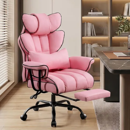 Vista 11 de Silla de oficina ejecutiva reclinable grande y alta, cuero Negro