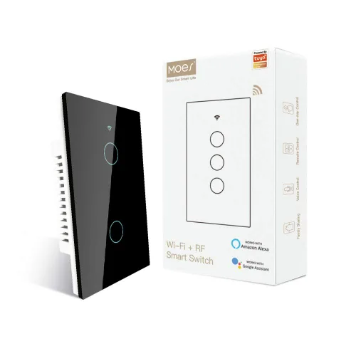 Vista 13 de MOES Smart switch táctil de cable único 2ª generación WiFi RF433, no necesita cable neutro, compatible con Smart Life/Tuya App, Alexa y Google Home