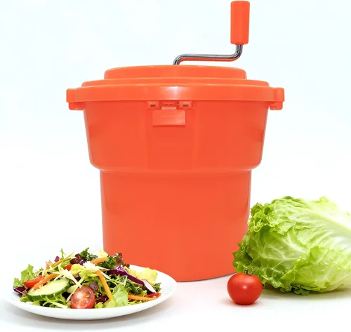 Vista 10 de Hakka - Molinillo de ensalada de 2.5 galones, secador manual de lechuga para restaurante comercial para mezclador de verduras y frutas (naranja)