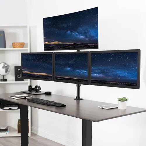 Vista 2 de VIVO Soporte articulado ajustable para monitor cuádruple, soporte articulado para 4 pantallas LCD de hasta 24 pulgadas STAND-V004Y