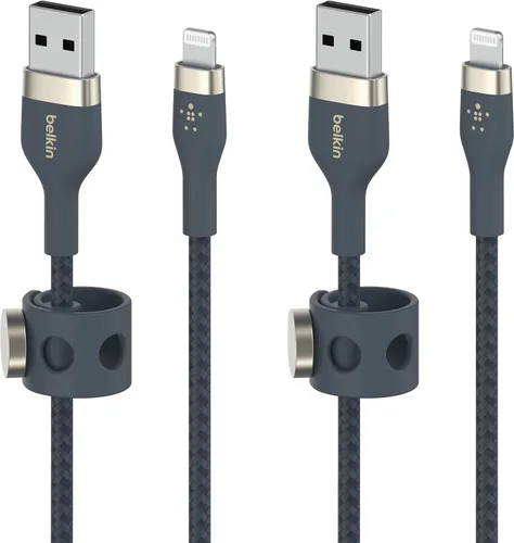 Vista 2 de Belkin BoostCharge Pro Flex Cable Trenzado USB Tipo A a Lightning (1M/3.3FT), Cable de Carga Certificado MFi para iPhone 14, 13, 12, 11, Pro, Max