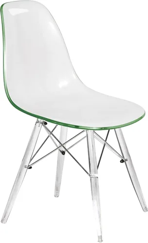 Vista 15 de LeisureMod Cresco - Silla de comedor moldeada moderna con base Eiffel cromada y patas de soporte acrílicas en forma de X, silla auxiliar ergonómica