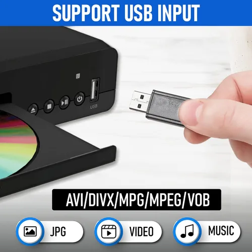 Vista 4 de Philips - Reproductores de DVD para TV con puerto HDMI 1080P, reproductor de DVD HD multirregión para Smart TV, entrada USB, control remoto