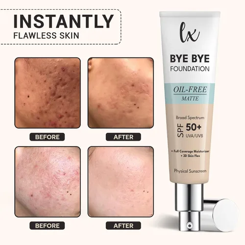 Vista 7 de Lx Blend Bye Bye Foundation Crema hidratante de cobertura mate sin aceite con SPF 50 (LIGHT) 1 FL OZ