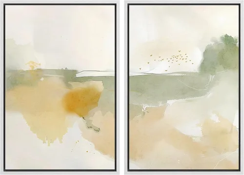 Vista 23 de MUDECOR Lienzo enmarcado para pared, bosque brumoso, reflejos, paisaje tranquilo, ilustraciones modernas, arte decorativo, bohemio, tranquilo/zen
