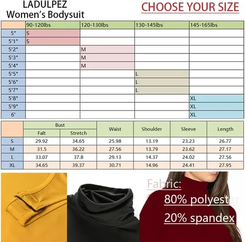 Vista 4 de Bodysuit for Women, Long Sleeve Womens Body Suit Jumpsuit