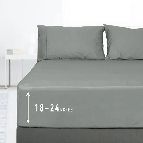 Vista 18 de Sunflower Sábana Bajera Ajustable Individual, Sábana Bajera Ajustable de 1 Pieza con Bolsillo Profundo de 15", 100% Algodón Satén Suave Azul Indigo