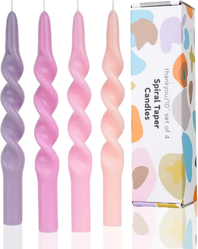 Vista 10 de Velas Cónicas en Espiral Degradado Rosa Vela Torcida Cónica Velas de Palo para Vacaciones Bodas Fiestas Cera Sin Aroma Vela de Cena Sin Goteo