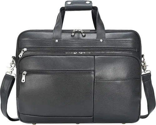 Vista 2 de Polare - Maletín de cuero de grano completo XL de 18 pulgadas para hombres, maletín de viaje de negocios, bolsa de mensajero para portátil de 17.3