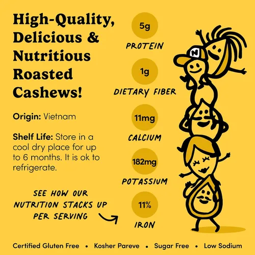 Vista 5 de Nuts.com – Anacardos tostados (ligeramente salados) — Sabor cremoso y sabroso, aperitivo saludable para adultos y niños, buena fuente de proteínas