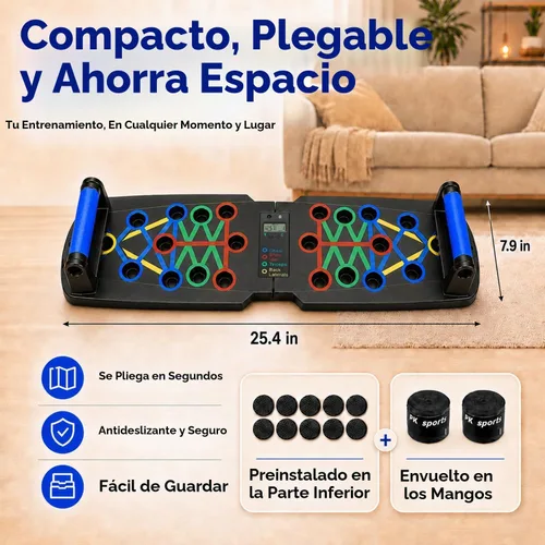 Vista 6 de Push Up Board for Men, Foldable Pushup Bar with Built-In Counter