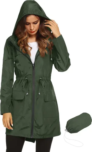 Vista 36 de LOMON Chaqueta ligera impermeable con capucha para mujer, para exteriores