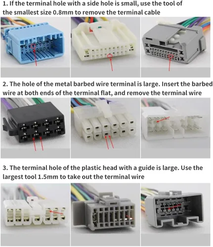 Vista 4 de Herramientas terminales, 5 unids/set de aleación de bricolaje automotriz arnés de cable pin herramienta de extracción de clavijas de enchufe kit