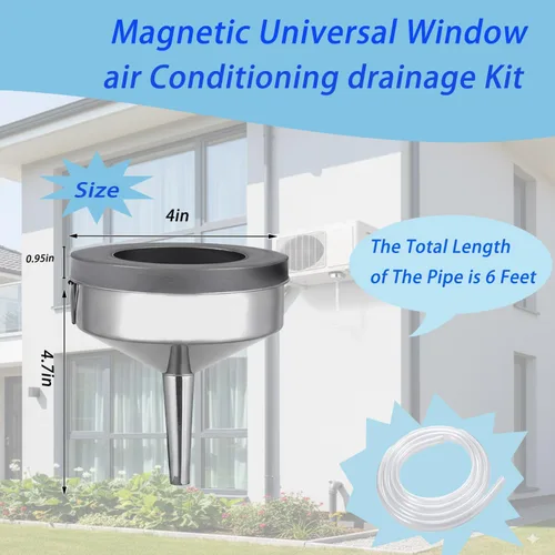 Vista 2 de Enjoyment Kit de drenaje magnético de aire acondicionado de ventana de 6 pies, kit universal de manguera de drenaje de aire acondicionado portátil