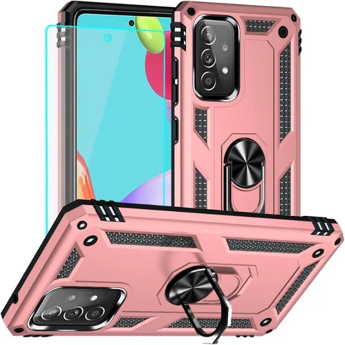 Vista 13 de Yiakeng Funda para Samsung A52, Galaxy A52 con protector de pantalla HD, fundas protectoras de grado militar con anillo para Samsung Galaxy A52 5G