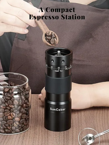 Vista 7 de Molinillo de café manual con ajuste externo de 16 μm, Molinillo de precisión para café expreso y vertido, Fresa cónica de acero inoxidable CNC