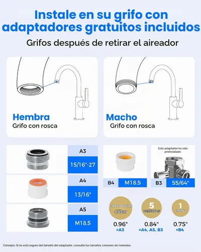 Vista 8 de Waterdrop CTF-05 Filtro de agua para grifo de fregadero con filtro Blanco (Plastic White)