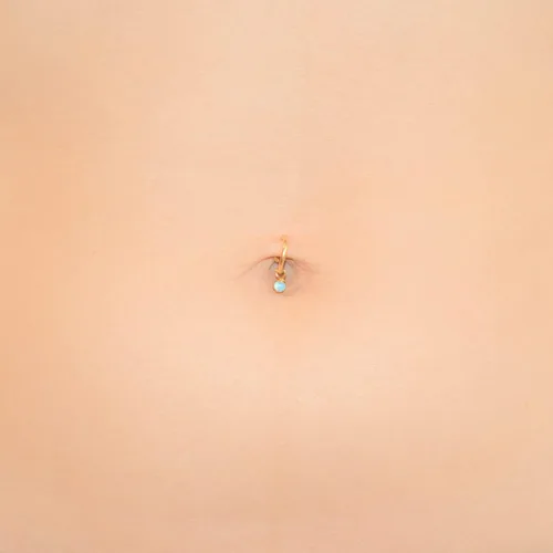 Vista 5 de Fake Belly Piercing Clip On Navel Ring Opal - No Piercing Belly Ring hoop