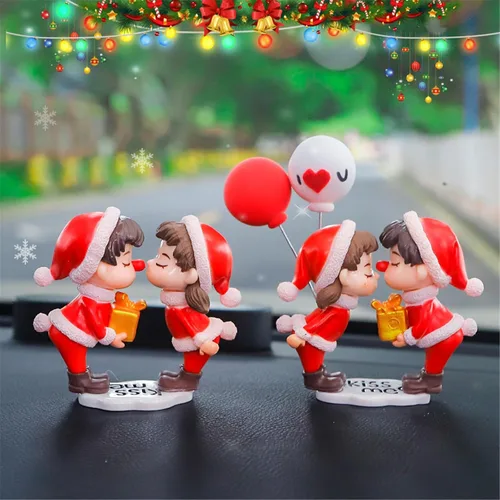 Vista 10 de Lindos adornos para parejas, bonita decoración de automóvil, bonita decoración de automóvil para pareja, figura de acción, adorno navideño para 1